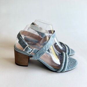 New Vionic Blue Manmade Leather Ankle Strap Heeled Sandals size 9